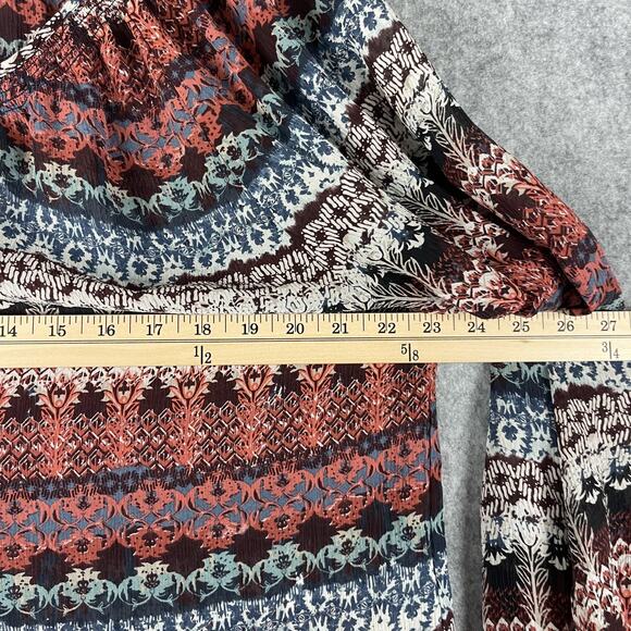 Garnet Hill 100% Silk Tunic Top Womans XL Floral Lightweight Boho Peasant Artsy - Picture 7 of 13